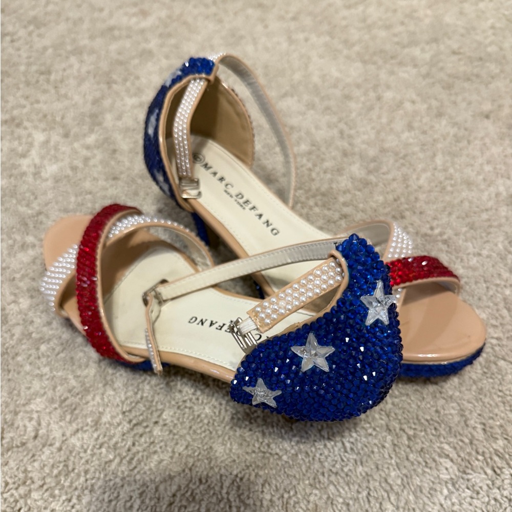Elegant Red and Blue Crystal Women's Heels - Picture 2 of 3